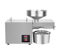 Máquina de prensa de aceite eléctrica automática extractor extractor tolva de acero inoxidable coco caliente ajustable casa comercial de sésamo coco caliente sésamo