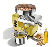 Máquina de prensa de aceite frío y caliente de 1500 W, extractor de acero | Control ajustable a 40-300 °C, tolva de 235 mm y operación de un solo toque para semillas, frutos secos y cocos.