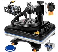 Máquina de prensa de calor 5 en 1, transferencia de sublimación digital para camisetas, gorras, tazas, platos, brazo basculante de 12 x 15 pulgadas, para uso doméstico y comercial