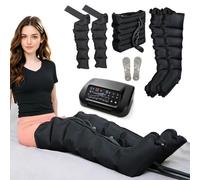 Maquina de Presoterapia Piernas Y Abdomen Brazos, 6 Programas 6 Cámaras | Botas De Presoterapia para Casa, Aparatos de Masajeador con Drenaje Linfático, 8 Niveles 30-240 mmHg, Temporizador 60 Min