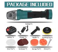 Máquina de pulido en húmedo, Máquina pulidora eléctrica sin escobillas 288VF 1580W, pulidora de coche, máquina de pulir recargable for batería de 18V(1Battery EU Plug)