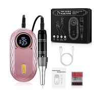 Máquina de pulir uñas eléctrica, pantalla LCD profesional, portátil, todo para herramienta de manicura, juego de arte de uñas recargable para bricolaje en casa o salón de belleza, paquete rosa a-C