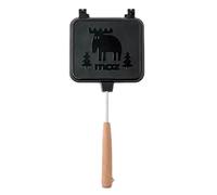 Máquina de queso a la parrilla - Sandwichera Sartén de tortilla de doble cara | Sartén sándwich desmontable con mango de madera, tostada de pan de bolsillo horneado portátil para campamentos