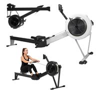 Máquina de Remo de Aire para Uso Doméstico, Máquina de Entrenamiento Cardiovascular con Monitor de Pantalla LCD y Guía Deslizante Súper Suave, Equipo Multifuncional para Deportes y Ejercicios Black