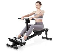 Máquina de Remo hidráulica, con LCD Monitor Digital, Carga 120kg, Remo de Interior de Fitness 130 x 21 x 65cm