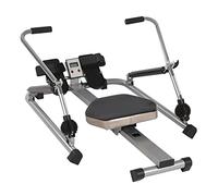 Máquina de remo hidráulica con monitor LCD, máquina de remo totalmente móvil ajustable con resistencia de 15 - 55 kg y asiento blando, así como riel largo de 45 pulgadas para ejercicios de cardio