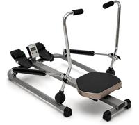 Máquina de remo para el hogar, remo hidráulico con resistencia ajustable y pantalla LCD, máquina de remo de 120 kg de capacidad de carga, máquina de remo para entrenamiento de cuerpo completo y cardio