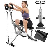 Máquina de remo plegable 2 en 1 con bandas de resistencia ajustables para entrenamiento de cuerpo completo en casa