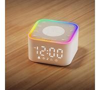 Máquina de ruido blanco con despertador digital y 30 sonidos de sueño no repetitivos. Despertar natural con volumen ajustable y luz nocturna de 7 colores, función de memoria, temporizador de sueño