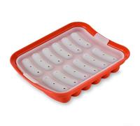 Máquina de salchichas de silicona con 18 rejillas con tapa, moldeador casero de perritos calientes para hornear y asar a la parrilla, herramienta de cocina, 17,5 x 14 cm (rojo)