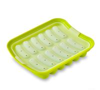 Máquina de salchichas de silicona con 18 rejillas con tapa, moldeador casero de perritos calientes para hornear y asar, herramienta de cocina, 17,5 x 14 cm (verde)