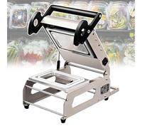 Máquina de sellado de alimentos, sellador semiautomático de bandejas de presión manual, acero inoxidable, funcionamiento silencioso, temperatura ajustable para restaurantes y comida para llevar