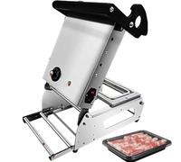 Máquina de sellado de envases de alimentos, sellador de cajas frescas prensado a mano, sellador manual de bandejas para loncheras, 7-8 sellos/minuto, ancho máximo de película de rollo de 180 mm
