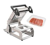 Máquina de sellado manual de bandejas, sellador térmico de prensa manual para contenedores de alimentos, 7-8 sellos/mínimo de acero inoxidable, para comidas preparadas para carne comercial