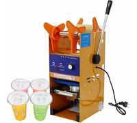 Máquina de sellado manual de tazas para tiendas de bebidas, eficiente de 300 a 500 tazas por hora, ideal para servicio de té con leche y café