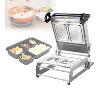 Máquina de sellado térmico manual, sellador a presión de 1000 W para cajas de llevar, 360 mm de ancho de película, 8 veces/minuto, diámetro máximo 180 mm, ideal para tiendas de delicatessens y
