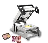Máquina de sellado térmico para bandejas de alimentos, embalaje a presión manual para cajas para llevar, 7-8 sellos por minuto, ancho de película de 180 mm, ideal para embalaje de alimentos frescos