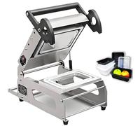 Máquina de sellado térmico para bandejas de alimentos, máquina de embalaje de acero inoxidable para cajas de llevar, sellador de bandejas de presión manual con control de temperatura