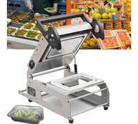 Máquina de sellado térmico para bandejas de carne, máquina de envasado de alimentos a presión manual para cajas para llevar con rollo de película de 180 mm de ancho