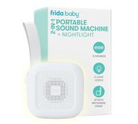 Máquina de sonido portátil 2 en 1 + luz nocturna por Frida Baby White Noise Machine con sonidos calmantes para cochecito o asiento de coche con control de volumen