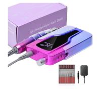 Máquina de taladro de uñas eléctrica, 35000 RPM Máquina de taladro de uñas eléctrica Lijadora de uñas recargable Pantalla LED Juego de removedor de gel Equipo de pulido de salón de uñas portátil Mach