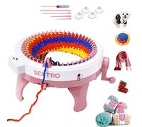 Máquina de tejer circular de 48 agujas para adultos y niños, máquina de telar para tejer bufandas, sombreros, calcetines y guantes (rosa)