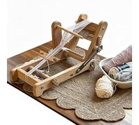 Máquina De Tejer De Madera Portátil, Telar De Cinta De Escritorio Plegable Con Mecanismo De Trinquete Ajustable. Herramienta Manual Multiuso Para Correas De Relojes O Tapices Pequeños