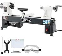 Máquina de torno de madera, 10 x 18 pulgadas, mini torno de torneado de madera para carpintería, 5 velocidades variables, 500/750/1150/1800/3200RPM 1/2HP Torno de madera multifuncional