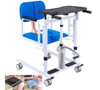 Máquina de transferencia de elevación de pacientes, silla de inodoro y silla de ruedas de baño con asiento dividido de 180° y bandeja de cama, silla de ducha multifuncional, silla de ruedas manual