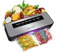 Maquina de Vacio para Alimentos 6 en 1, Selladora Automática de Alimentos Secos y Húmedos, Sellador al Vacío con 20 Bolsas de Vacío y Tubo de Vacío
