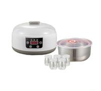 Máquina de yogur casero con 5 tarros de vidrio de plástico blanco | Control preciso de temperatura 90-113F, precisión +/-2F, temporizador de 36 horas, pantalla digital, fácil operación