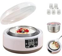 Máquina de yogur probiótico, 36 horas con control de temperatura y tiempo ajustables, máquina automática de yogur de 1.2 L con pantalla LCD y tarros de vidrio para yogur griego casero (con 5 tazas)