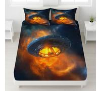 Máquina del Tiempo Galaxia Espacio Sabanas Retro Ciencia Ficción Ilustración para Colchón de 30 cm de Altura Fantasía Aventurero Sabanas Ajustable Caqui Suave Transpirable para Adultos - 100x190x30