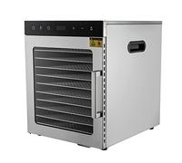 Máquina deshidratadora de alimentos, 10 bandejas de acero inoxidable, secador de fruta, grado comercial para secar carne, carne de res, frutas y verduras, plata + negro, 800 W