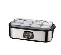 Máquina digital de yogur de 8 tazas, máquina de acero inoxidable de 1400 ml con temporizador de control de temperatura, fermentador de yogur casero con tarros de vidrio