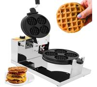 Máquina eléctrica comercial for hacer 4 gofres belgas redondos mini gofres rellenos de pizza y hamburguesas for panaderías restaurantes y bares(110V)