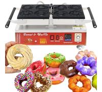 Máquina eléctrica comercial for hacer donas 2000W con 4 formas diferentes corazón redondo floral espiral revestimiento antiadherente for panaderías restaurantes bares(110V)