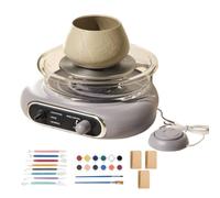 Máquina eléctrica de cerámica con Torno de cerámica, Rueda de cerámica eléctrica Ajustable hacia adelante y hacia atrás, Mini máquina de Torno de cerámica con Pedal, Velocidad Ajustable Gray