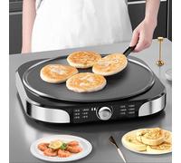 Máquina eléctrica de crepes, plancha antiadherente de 2200 W con control de | Crepera eléctrica con temperatura ajustable, plancha antiadherente para panqueques, huevos, pizza y más, fácil de almacenar