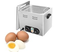 Máquina eléctrica de huevos escalfados, 2600 W con cesta de malla, 45 piezas de gran capacidad, control de temperatura y temporizador para uso comercial