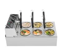 Máquina eléctrica de pasta de 20 L, 2000 W, cocina de pasta con 6 cestas, temperatura ajustable 60 - 200 °C, para restaurantes, puestos de comida y comedores