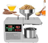 Máquina eléctrica de prensa de aceite, extractor de aceite de semillas de prensa en frío y caliente, control inteligente/temperatura ajustable, para uso comercial, cocina, nueces, nueces, linaza