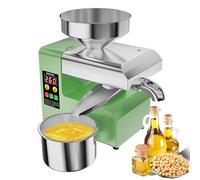 Máquina eléctrica de prensa de aceite, molinillo de aceite de semillas de acero inoxidable, prensa fría y caliente de 800 W, salida de aceite lateral, rango de temperatura: 40 ℃-300 ℃, salida 3-6 kg/h