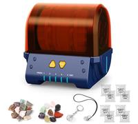 Máquina Eléctrica de Tambor de Roca, Pulidora de Roca Reductora de Ruido con Cubierta de Partición y Barril de Pulido de Pegamento, Botones de Temporizador de 5 Días, Para Adultos y Niños