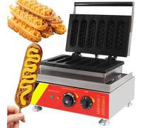 Máquina eléctrica for hacer palitos gofre belgas 6 brochetas palitos perrito caliente plancha for gofres comercial con mango frío al tacto revestimiento antiadherente(220V)
