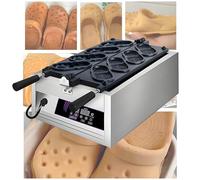 Máquina eléctrica for hacer wafles con forma de zapato, máquina comercial grande for hacer wafles, con revestimiento antiadherente, control inteligente de temperatura, for el hogar, restaurantes y tie
