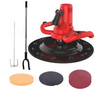 MáQuina EléCtrica Para Alisar Paredes Con Disco Autoadhesivo Y Luz Led, Llana EléCtrica Para Mezcladora De HormigóN, Motor De Cobre Puro De 80-600 Rpm Con Varilla Mezcladora Para Cemento(Red)