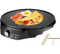Máquina Eléctrica Para Crepes, Plancha Comercial Para Tortitas, Placa Antiadherente De 30 Cm Y 1200 W Con Temperatura Ajustable, Pala De Madera Y Esparcidor En Forma De T Para Crepes Y Huevos.