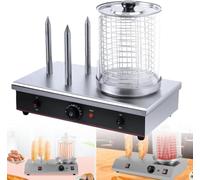 Máquina Eléctrica Para Hacer Perritos Calientes, 700 W, De Acero Inoxidable, Con 3 Varillas Tostadoras, Control De Temperatura Ajustable, Para Perritos Calientes Y Salchichas.