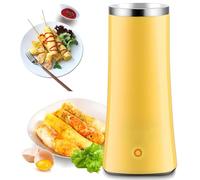 Máquina Eléctrica para Hacer Rollos de Huevo, Máquina de Desayuno Automática de 9 Minutos con Antiadherente de Acero Inoxidable 304, Olla para Tortillas y Perritos Calientes para Comidas Rápid yellow
